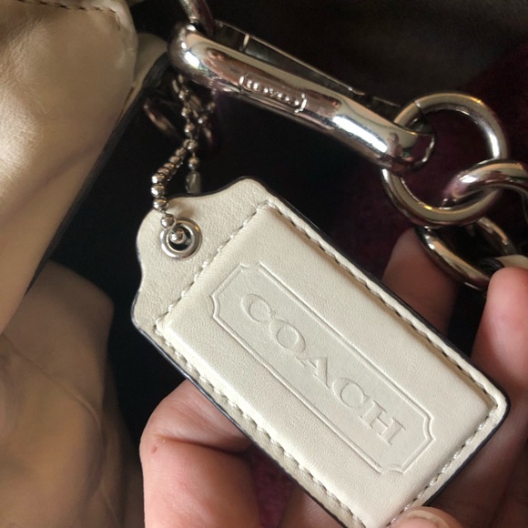 White Leather Coach Purse with Double straps - Picture 7 of 11